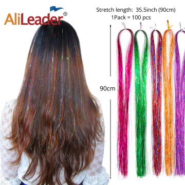 Brilho Strands Fairy Hair Glitter Tinsel para Cabelo